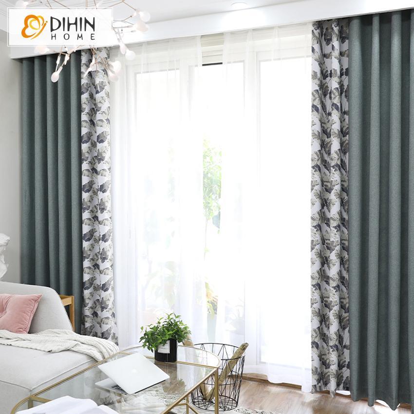 DIHIN HOME Garden Leaf Printed Curtains，Blackout Grommet Window Curtain for Living Room ,52x63-inch,1 Panel Roman Shades Curtains Window Blinds custom curtains blackout curtains curtains for living room sheer curtains curtain fabric linen curtains kitchen curtains velvet curtains pinch pleat curtains bay window curtains outdoor curtains pleated curtains floral curtains dining room curtains kitchen valances drapes for bedroom patio curtains nursery curtains grommet curtains