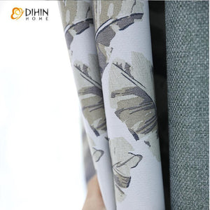 DIHIN HOME Garden Leaf Printed Curtains，Blackout Grommet Window Curtain for Living Room ,52x63-inch,1 Panel Roman Shades Curtains Window Blinds custom curtains blackout curtains curtains for living room sheer curtains curtain fabric linen curtains kitchen curtains velvet curtains pinch pleat curtains bay window curtains outdoor curtains pleated curtains floral curtains dining room curtains kitchen valances drapes for bedroom patio curtains nursery curtains grommet curtains