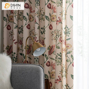 DIHIN HOME Garden Leaves and Flowers Printed Curtains,Blackout Grommet Window Curtain for Living Room ,52x63-inch,1 Panel Roman Shades Curtains Window Blinds custom curtains blackout curtains curtains for living room sheer curtains curtain fabric linen curtains kitchen curtains velvet curtains pinch pleat curtains bay window curtains outdoor curtains pleated curtains floral curtains dining room curtains kitchen valances drapes for bedroom patio curtains nursery curtains grommet curtains