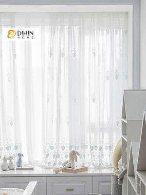 DIHIN HOME Garden Leaves Embroidered,Grommet Window Sheer Curtain for Living Room ,52x63-inch,1 Panel Roman Shades Curtains Window Blinds custom curtains blackout curtains curtains for living room sheer curtains curtain fabric linen curtains kitchen curtains velvet curtains pinch pleat curtains bay window curtains outdoor curtains pleated curtains floral curtains dining room curtains kitchen valances drapes for bedroom patio curtains nursery curtains grommet curtains