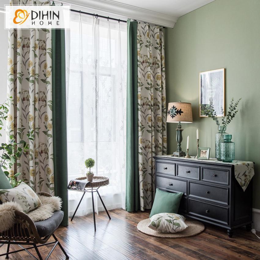 DIHIN HOME Garden Leaves High Quality Printed Curtains,Blackout Grommet Window Curtain for Living Room ,52x63-inch,1 Panel Roman Shades Curtains Window Blinds custom curtains blackout curtains curtains for living room sheer curtains curtain fabric linen curtains kitchen curtains velvet curtains pinch pleat curtains bay window curtains outdoor curtains pleated curtains floral curtains dining room curtains kitchen valances drapes for bedroom patio curtains nursery curtains grommet curtains
