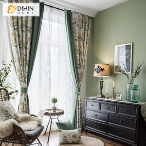DIHIN HOME Garden Leaves High Quality Printed Curtains,Blackout Grommet Window Curtain for Living Room ,52x63-inch,1 Panel Roman Shades Curtains Window Blinds custom curtains blackout curtains curtains for living room sheer curtains curtain fabric linen curtains kitchen curtains velvet curtains pinch pleat curtains bay window curtains outdoor curtains pleated curtains floral curtains dining room curtains kitchen valances drapes for bedroom patio curtains nursery curtains grommet curtains