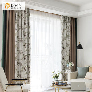 DIHIN HOME Garden Leaves Printed Spliced Curtains，Blackout Grommet Window Curtain for Living Room ,52x63-inch,1 Panel Roman Shades Curtains Window Blinds custom curtains blackout curtains curtains for living room sheer curtains curtain fabric linen curtains kitchen curtains velvet curtains pinch pleat curtains bay window curtains outdoor curtains pleated curtains floral curtains dining room curtains kitchen valances drapes for bedroom patio curtains nursery curtains grommet curtains