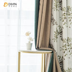 DIHIN HOME Garden Leaves Printed Spliced Curtains，Blackout Grommet Window Curtain for Living Room ,52x63-inch,1 Panel Roman Shades Curtains Window Blinds custom curtains blackout curtains curtains for living room sheer curtains curtain fabric linen curtains kitchen curtains velvet curtains pinch pleat curtains bay window curtains outdoor curtains pleated curtains floral curtains dining room curtains kitchen valances drapes for bedroom patio curtains nursery curtains grommet curtains