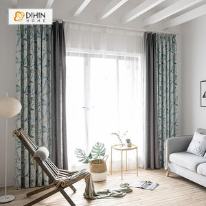 DIHIN HOME Garden Leaves Spliced Curtains，Blackout Grommet Window Curtain for Living Room ,52x63-inch,1 Panel Roman Shades Curtains Window Blinds custom curtains blackout curtains curtains for living room sheer curtains curtain fabric linen curtains kitchen curtains velvet curtains pinch pleat curtains bay window curtains outdoor curtains pleated curtains floral curtains dining room curtains kitchen valances drapes for bedroom patio curtains nursery curtains grommet curtains