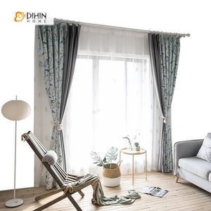DIHIN HOME Garden Leaves Spliced Curtains，Blackout Grommet Window Curtain for Living Room ,52x63-inch,1 Panel Roman Shades Curtains Window Blinds custom curtains blackout curtains curtains for living room sheer curtains curtain fabric linen curtains kitchen curtains velvet curtains pinch pleat curtains bay window curtains outdoor curtains pleated curtains floral curtains dining room curtains kitchen valances drapes for bedroom patio curtains nursery curtains grommet curtains
