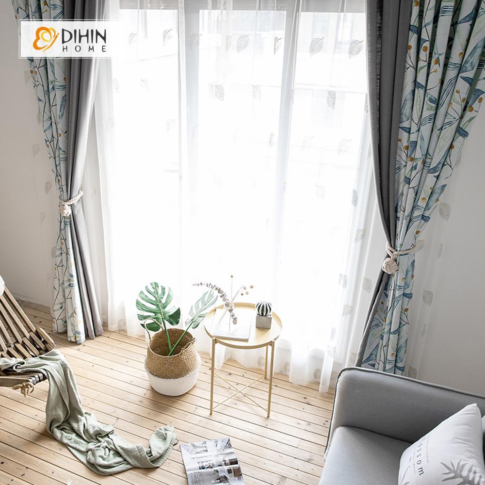 DIHIN HOME Garden Leaves Spliced Curtains，Blackout Grommet Window Curtain for Living Room ,52x63-inch,1 Panel Roman Shades Curtains Window Blinds custom curtains blackout curtains curtains for living room sheer curtains curtain fabric linen curtains kitchen curtains velvet curtains pinch pleat curtains bay window curtains outdoor curtains pleated curtains floral curtains dining room curtains kitchen valances drapes for bedroom patio curtains nursery curtains grommet curtains