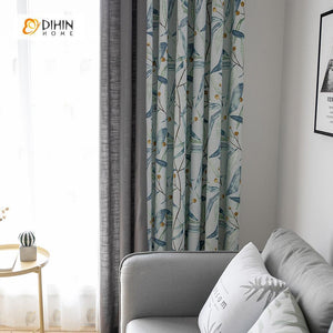 DIHIN HOME Garden Leaves Spliced Curtains，Blackout Grommet Window Curtain for Living Room ,52x63-inch,1 Panel Roman Shades Curtains Window Blinds custom curtains blackout curtains curtains for living room sheer curtains curtain fabric linen curtains kitchen curtains velvet curtains pinch pleat curtains bay window curtains outdoor curtains pleated curtains floral curtains dining room curtains kitchen valances drapes for bedroom patio curtains nursery curtains grommet curtains
