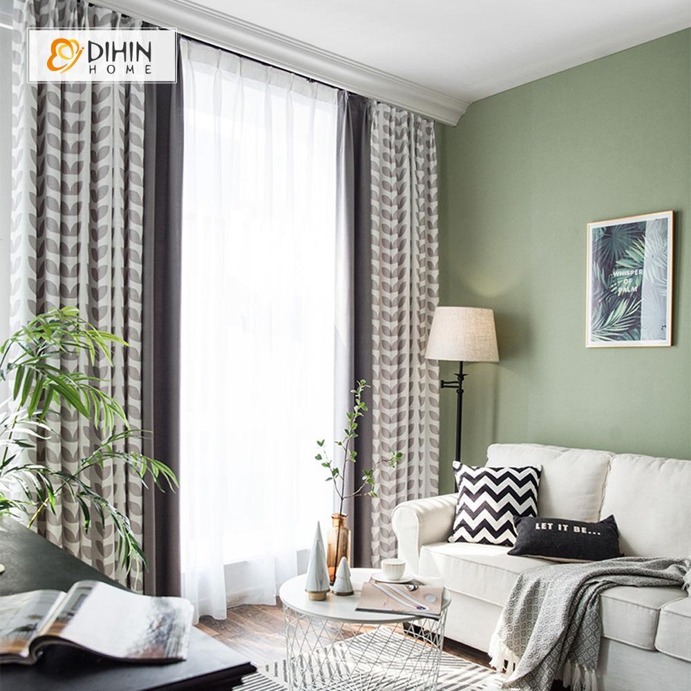 DIHIN HOME Garden Leaves Spliced Curtains，Blackout Grommet Window Curtain for Living Room ,52x63-inch,1 Panel Roman Shades Curtains Window Blinds custom curtains blackout curtains curtains for living room sheer curtains curtain fabric linen curtains kitchen curtains velvet curtains pinch pleat curtains bay window curtains outdoor curtains pleated curtains floral curtains dining room curtains kitchen valances drapes for bedroom patio curtains nursery curtains grommet curtains