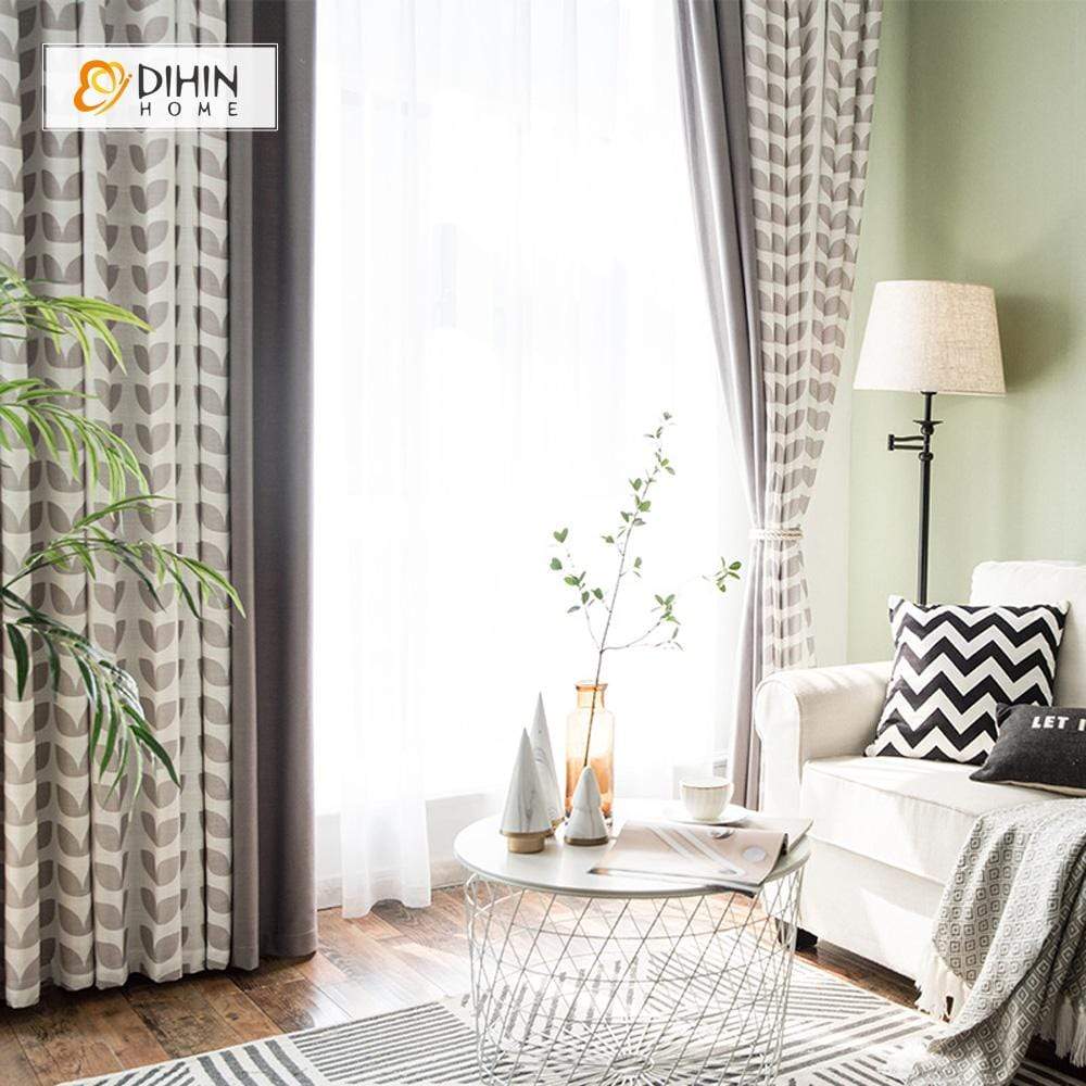 DIHIN HOME Garden Leaves Spliced Curtains，Blackout Grommet Window Curtain for Living Room ,52x63-inch,1 Panel Roman Shades Curtains Window Blinds custom curtains blackout curtains curtains for living room sheer curtains curtain fabric linen curtains kitchen curtains velvet curtains pinch pleat curtains bay window curtains outdoor curtains pleated curtains floral curtains dining room curtains kitchen valances drapes for bedroom patio curtains nursery curtains grommet curtains