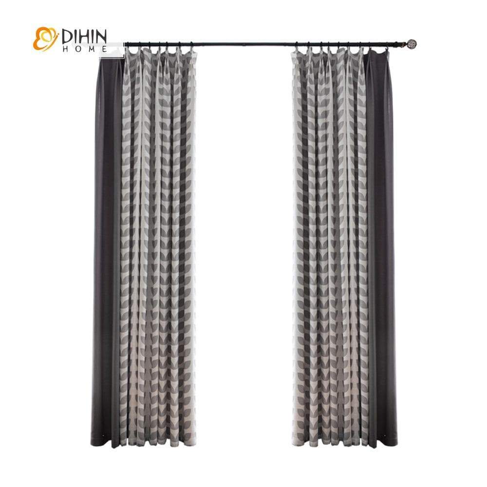 DIHIN HOME Garden Leaves Spliced Curtains，Blackout Grommet Window Curtain for Living Room ,52x63-inch,1 Panel Roman Shades Curtains Window Blinds custom curtains blackout curtains curtains for living room sheer curtains curtain fabric linen curtains kitchen curtains velvet curtains pinch pleat curtains bay window curtains outdoor curtains pleated curtains floral curtains dining room curtains kitchen valances drapes for bedroom patio curtains nursery curtains grommet curtains