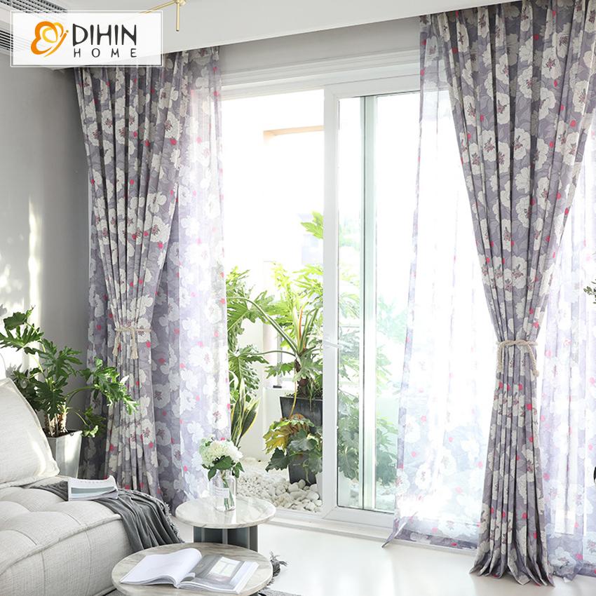 DIHIN HOME Garden Light Purple High Quality Cotton Linen Printing Curtain,Blackout Curtains Grommet Window Curtain for Living Room ,52x84-inch,1 Panel Roman Shades Curtains Window Blinds custom curtains blackout curtains curtains for living room sheer curtains curtain fabric linen curtains kitchen curtains velvet curtains pinch pleat curtains bay window curtains outdoor curtains pleated curtains floral curtains dining room curtains kitchen valances drapes for bedroom patio curtains nursery curtains grommet 