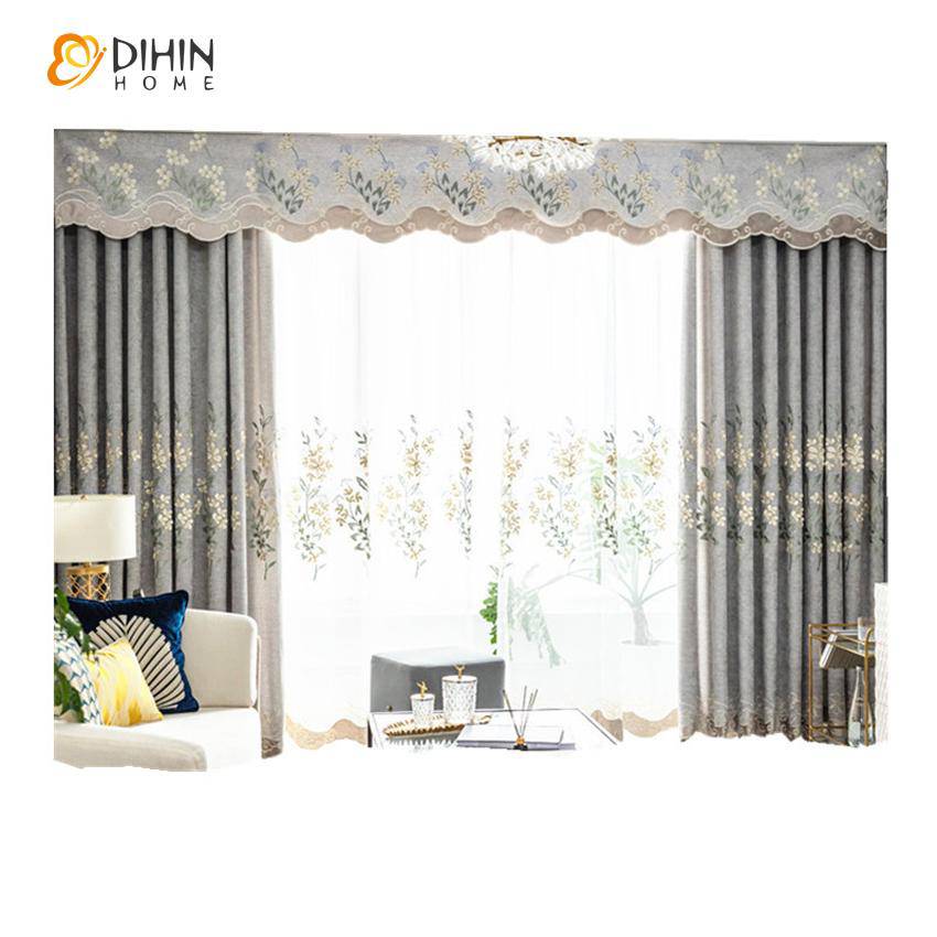DIHIN HOME Garden Luxury Embroidered Valance ,Blackout Curtains Grommet Window Curtain for Living Room ,52x84-inch,1 Panel Roman Shades Curtains Window Blinds custom curtains blackout curtains curtains for living room sheer curtains curtain fabric linen curtains kitchen curtains velvet curtains pinch pleat curtains bay window curtains outdoor curtains pleated curtains floral curtains dining room curtains kitchen valances drapes for bedroom patio curtains nursery curtains grommet curtains