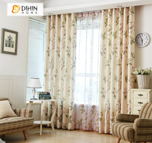 DIHIN HOME Garden Natural Flowers Printed,Blackout Curtains Grommet Window Curtain for Living Room ,52x63-inch,1 Panel Roman Shades Curtains Window Blinds custom curtains blackout curtains curtains for living room sheer curtains curtain fabric linen curtains kitchen curtains velvet curtains pinch pleat curtains bay window curtains outdoor curtains pleated curtains floral curtains dining room curtains kitchen valances drapes for bedroom patio curtains nursery curtains grommet curtains