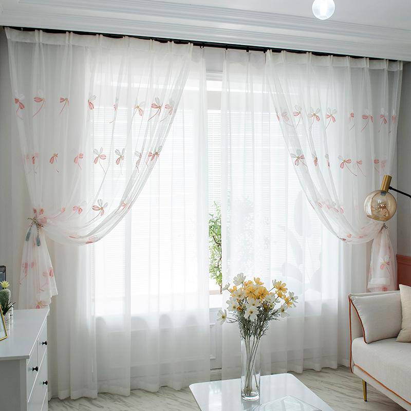 DIHIN HOME Garden Natural Pink Flowers Cotton Linen Embroidered Day Curtain ,Sheer Curtain, Grommet Window Curtain for Living Room ,52x63-inch,1 Panel Roman Shades Curtains Window Blinds custom curtains blackout curtains curtains for living room sheer curtains curtain fabric linen curtains kitchen curtains velvet curtains pinch pleat curtains bay window curtains outdoor curtains pleated curtains floral curtains dining room curtains kitchen valances drapes for bedroom patio curtains nursery curtains grommet 