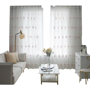 DIHIN HOME Garden Natural Pink Flowers Cotton Linen Embroidered Day Curtain ,Sheer Curtain, Grommet Window Curtain for Living Room ,52x63-inch,1 Panel Roman Shades Curtains Window Blinds custom curtains blackout curtains curtains for living room sheer curtains curtain fabric linen curtains kitchen curtains velvet curtains pinch pleat curtains bay window curtains outdoor curtains pleated curtains floral curtains dining room curtains kitchen valances drapes for bedroom patio curtains nursery curtains grommet 