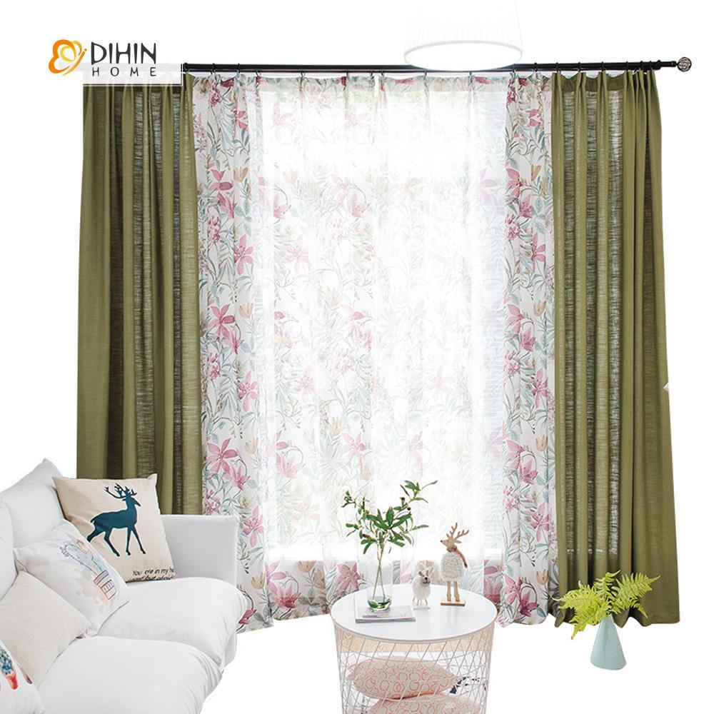 DIHIN HOME Garden Nature Flowers Spliced Curtains，Blackout Grommet Window Curtain for Living Room ,52x63-inch,1 Panel Roman Shades Curtains Window Blinds custom curtains blackout curtains curtains for living room sheer curtains curtain fabric linen curtains kitchen curtains velvet curtains pinch pleat curtains bay window curtains outdoor curtains pleated curtains floral curtains dining room curtains kitchen valances drapes for bedroom patio curtains nursery curtains grommet curtains