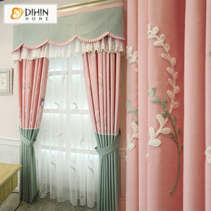 DIHIN HOME Garden Pink Color Embroidered Valance ,Blackout Curtains Grommet Window Curtain for Living Room ,52x84-inch,1 Panel Roman Shades Curtains Window Blinds custom curtains blackout curtains curtains for living room sheer curtains curtain fabric linen curtains kitchen curtains velvet curtains pinch pleat curtains bay window curtains outdoor curtains pleated curtains floral curtains dining room curtains kitchen valances drapes for bedroom patio curtains nursery curtains grommet curtains