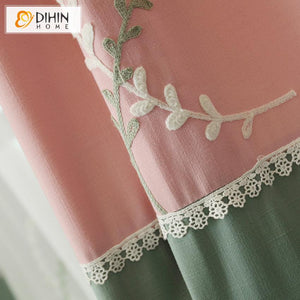 DIHIN HOME Garden Pink Color Embroidered Valance ,Blackout Curtains Grommet Window Curtain for Living Room ,52x84-inch,1 Panel Roman Shades Curtains Window Blinds custom curtains blackout curtains curtains for living room sheer curtains curtain fabric linen curtains kitchen curtains velvet curtains pinch pleat curtains bay window curtains outdoor curtains pleated curtains floral curtains dining room curtains kitchen valances drapes for bedroom patio curtains nursery curtains grommet curtains
