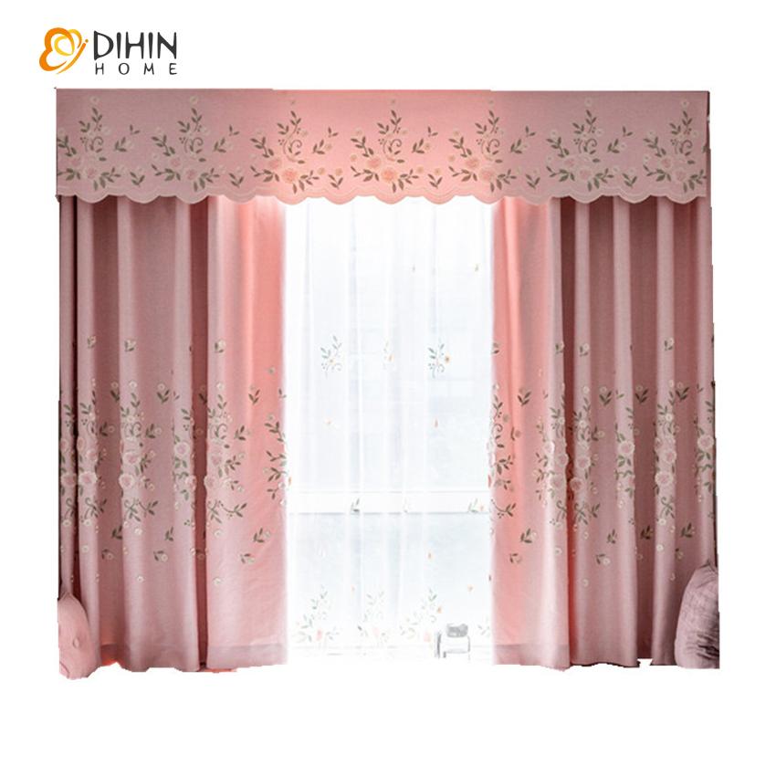 DIHIN HOME Garden Pink Color Luxury Embroidered Valance ,Blackout Curtains Grommet Window Curtain for Living Room ,52x84-inch,1 Panel Roman Shades Curtains Window Blinds custom curtains blackout curtains curtains for living room sheer curtains curtain fabric linen curtains kitchen curtains velvet curtains pinch pleat curtains bay window curtains outdoor curtains pleated curtains floral curtains dining room curtains kitchen valances drapes for bedroom patio curtains nursery curtains grommet curtains