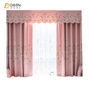 DIHIN HOME Garden Pink Color Luxury Embroidered Valance ,Blackout Curtains Grommet Window Curtain for Living Room ,52x84-inch,1 Panel Roman Shades Curtains Window Blinds custom curtains blackout curtains curtains for living room sheer curtains curtain fabric linen curtains kitchen curtains velvet curtains pinch pleat curtains bay window curtains outdoor curtains pleated curtains floral curtains dining room curtains kitchen valances drapes for bedroom patio curtains nursery curtains grommet curtains