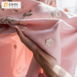 DIHIN HOME Garden Pink Color Luxury Embroidered Valance ,Blackout Curtains Grommet Window Curtain for Living Room ,52x84-inch,1 Panel Roman Shades Curtains Window Blinds custom curtains blackout curtains curtains for living room sheer curtains curtain fabric linen curtains kitchen curtains velvet curtains pinch pleat curtains bay window curtains outdoor curtains pleated curtains floral curtains dining room curtains kitchen valances drapes for bedroom patio curtains nursery curtains grommet curtains