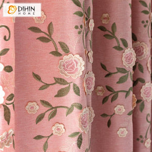 DIHIN HOME Garden Pink Color Luxury Embroidered Valance ,Blackout Curtains Grommet Window Curtain for Living Room ,52x84-inch,1 Panel Roman Shades Curtains Window Blinds custom curtains blackout curtains curtains for living room sheer curtains curtain fabric linen curtains kitchen curtains velvet curtains pinch pleat curtains bay window curtains outdoor curtains pleated curtains floral curtains dining room curtains kitchen valances drapes for bedroom patio curtains nursery curtains grommet curtains