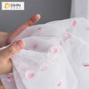 DIHIN HOME Garden Pink Petals Embroidered,Sheer Curtain,Grommet Window Curtain for Living Room ,52x63-inch,1 Panel Roman Shades Curtains Window Blinds custom curtains blackout curtains curtains for living room sheer curtains curtain fabric linen curtains kitchen curtains velvet curtains pinch pleat curtains bay window curtains outdoor curtains pleated curtains floral curtains dining room curtains kitchen valances drapes for bedroom patio curtains nursery curtains grommet curtains