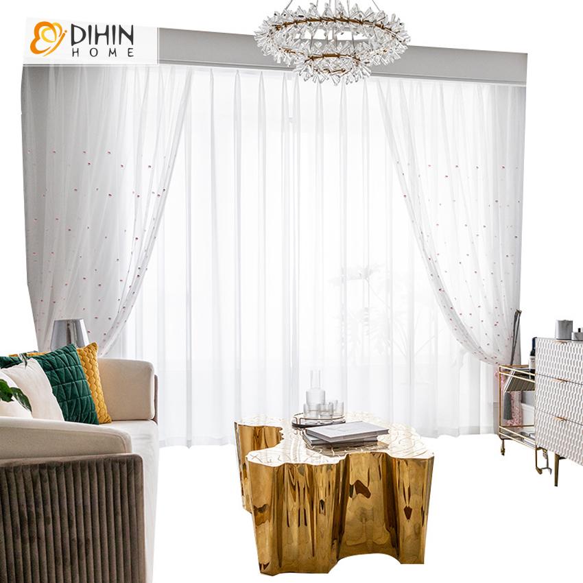 DIHIN HOME Garden Pink Petals Embroidered,Sheer Curtain,Grommet Window Curtain for Living Room ,52x63-inch,1 Panel Roman Shades Curtains Window Blinds custom curtains blackout curtains curtains for living room sheer curtains curtain fabric linen curtains kitchen curtains velvet curtains pinch pleat curtains bay window curtains outdoor curtains pleated curtains floral curtains dining room curtains kitchen valances drapes for bedroom patio curtains nursery curtains grommet curtains