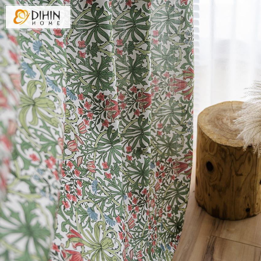 DIHIN HOME Garden Printed Half Blackout Curtains，Blackout Grommet Window Curtain for Living Room ,52x63-inch,1 Panel Roman Shades Curtains Window Blinds custom curtains blackout curtains curtains for living room sheer curtains curtain fabric linen curtains kitchen curtains velvet curtains pinch pleat curtains bay window curtains outdoor curtains pleated curtains floral curtains dining room curtains kitchen valances drapes for bedroom patio curtains nursery curtains grommet curtains
