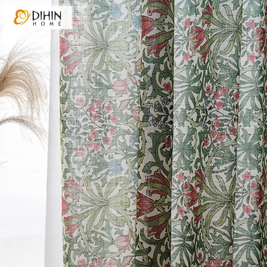DIHIN HOME Garden Printed Half Blackout Curtains，Blackout Grommet Window Curtain for Living Room ,52x63-inch,1 Panel Roman Shades Curtains Window Blinds custom curtains blackout curtains curtains for living room sheer curtains curtain fabric linen curtains kitchen curtains velvet curtains pinch pleat curtains bay window curtains outdoor curtains pleated curtains floral curtains dining room curtains kitchen valances drapes for bedroom patio curtains nursery curtains grommet curtains