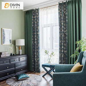DIHIN HOME Garden Printed Spliced Curtains，Blackout Grommet Window Curtain for Living Room ,52x63-inch,1 Panel Roman Shades Curtains Window Blinds custom curtains blackout curtains curtains for living room sheer curtains curtain fabric linen curtains kitchen curtains velvet curtains pinch pleat curtains bay window curtains outdoor curtains pleated curtains floral curtains dining room curtains kitchen valances drapes for bedroom patio curtains nursery curtains grommet curtains