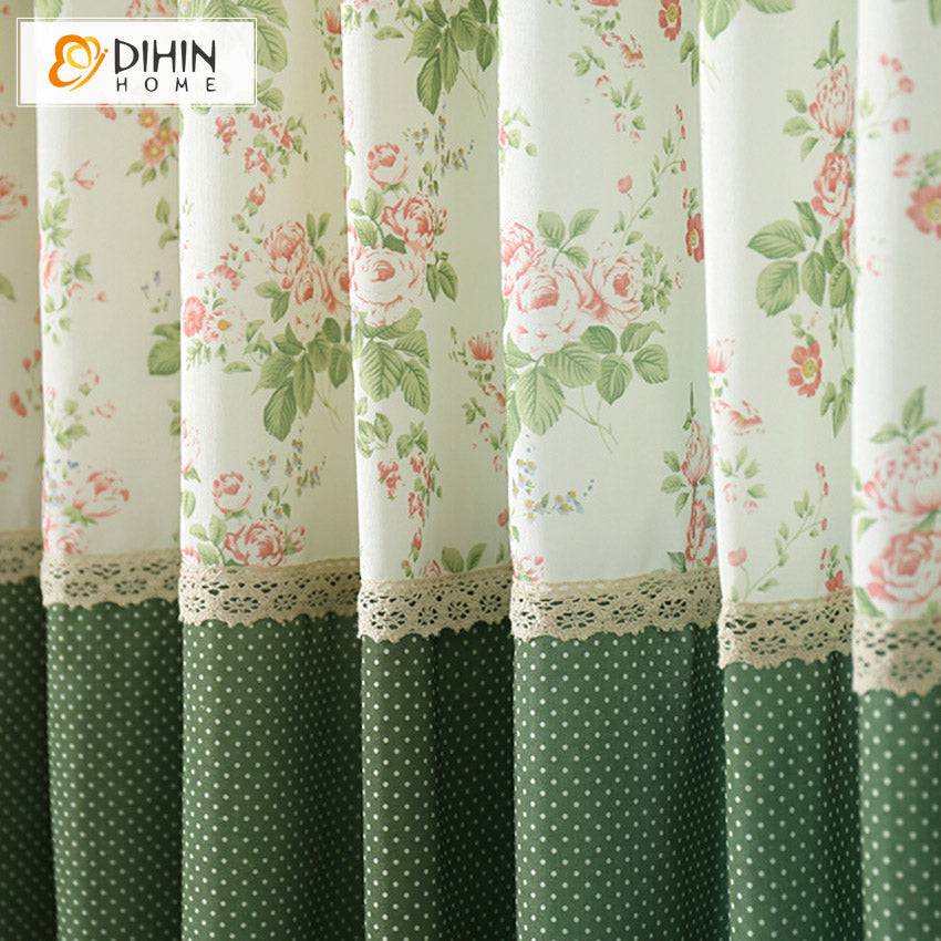 DIHIN HOME Garden Small Flowers Cotton Linen Printed,Blackout Grommet Window Curtain for Living Room ,52x63-inch,1 Panel Roman Shades Curtains Window Blinds custom curtains blackout curtains curtains for living room sheer curtains curtain fabric linen curtains kitchen curtains velvet curtains pinch pleat curtains bay window curtains outdoor curtains pleated curtains floral curtains dining room curtains kitchen valances drapes for bedroom patio curtains nursery curtains grommet curtains