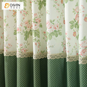 DIHIN HOME Garden Small Flowers Cotton Linen Printed,Blackout Grommet Window Curtain for Living Room ,52x63-inch,1 Panel Roman Shades Curtains Window Blinds custom curtains blackout curtains curtains for living room sheer curtains curtain fabric linen curtains kitchen curtains velvet curtains pinch pleat curtains bay window curtains outdoor curtains pleated curtains floral curtains dining room curtains kitchen valances drapes for bedroom patio curtains nursery curtains grommet curtains