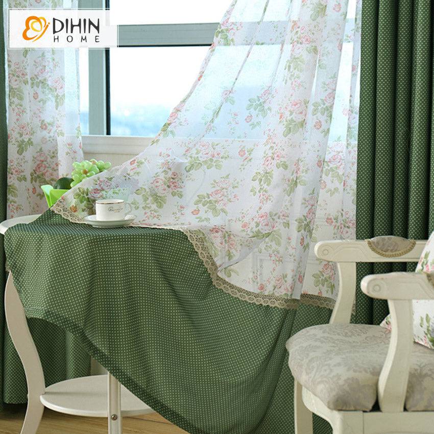 DIHIN HOME Garden Small Flowers Cotton Linen Printed,Blackout Grommet Window Curtain for Living Room ,52x63-inch,1 Panel Roman Shades Curtains Window Blinds custom curtains blackout curtains curtains for living room sheer curtains curtain fabric linen curtains kitchen curtains velvet curtains pinch pleat curtains bay window curtains outdoor curtains pleated curtains floral curtains dining room curtains kitchen valances drapes for bedroom patio curtains nursery curtains grommet curtains