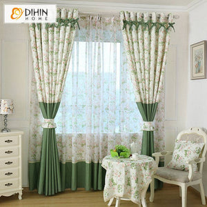 DIHIN HOME Garden Small Flowers Cotton Linen Printed,Blackout Grommet Window Curtain for Living Room ,52x63-inch,1 Panel Roman Shades Curtains Window Blinds custom curtains blackout curtains curtains for living room sheer curtains curtain fabric linen curtains kitchen curtains velvet curtains pinch pleat curtains bay window curtains outdoor curtains pleated curtains floral curtains dining room curtains kitchen valances drapes for bedroom patio curtains nursery curtains grommet curtains