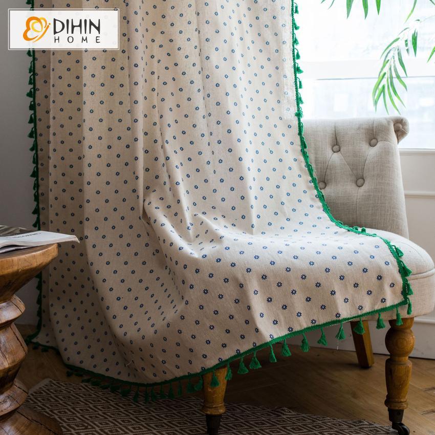 DIHIN HOME Garden Small Flowers Curtains With Lace ,Blackout Grommet Window Curtain for Living Room ,52x63-inch,1 Panel Roman Shades Curtains Window Blinds custom curtains blackout curtains curtains for living room sheer curtains curtain fabric linen curtains kitchen curtains velvet curtains pinch pleat curtains bay window curtains outdoor curtains pleated curtains floral curtains dining room curtains kitchen valances drapes for bedroom patio curtains nursery curtains grommet curtains