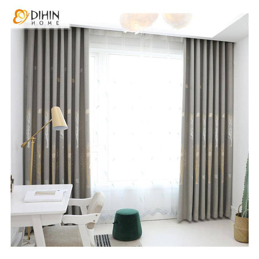 DIHIN HOME Garden Tree Embroidered Thickness Fabric,Blackout Grommet Window Curtain for Living Room ,52x63-inch,1 Panel Roman Shades Curtains Window Blinds custom curtains blackout curtains curtains for living room sheer curtains curtain fabric linen curtains kitchen curtains velvet curtains pinch pleat curtains bay window curtains outdoor curtains pleated curtains floral curtains dining room curtains kitchen valances drapes for bedroom patio curtains nursery curtains grommet curtains