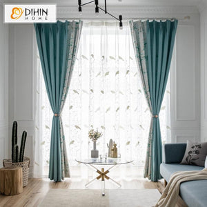 DIHIN HOME Garden Tree Printed Spliced Curtains，Blackout Grommet Window Curtain for Living Room ,52x63-inch,1 Panel Roman Shades Curtains Window Blinds custom curtains blackout curtains curtains for living room sheer curtains curtain fabric linen curtains kitchen curtains velvet curtains pinch pleat curtains bay window curtains outdoor curtains pleated curtains floral curtains dining room curtains kitchen valances drapes for bedroom patio curtains nursery curtains grommet curtains