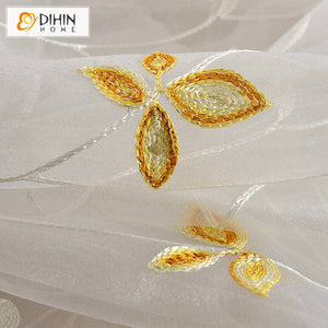 DIHIN HOME Garden Twigs Embroidered Sheer Curtain,Grommet Window Curtain for Living Room ,52x63-inch,1 Panel Roman Shades Curtains Window Blinds custom curtains blackout curtains curtains for living room sheer curtains curtain fabric linen curtains kitchen curtains velvet curtains pinch pleat curtains bay window curtains outdoor curtains pleated curtains floral curtains dining room curtains kitchen valances drapes for bedroom patio curtains nursery curtains grommet curtains