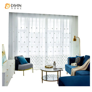 DIHIN HOME Garden White Plants Embroidered Sheer Curtain,Grommet Window Curtain for Living Room ,52x63-inch,1 Panel Roman Shades Curtains Window Blinds custom curtains blackout curtains curtains for living room sheer curtains curtain fabric linen curtains kitchen curtains velvet curtains pinch pleat curtains bay window curtains outdoor curtains pleated curtains floral curtains dining room curtains kitchen valances drapes for bedroom patio curtains nursery curtains grommet curtains