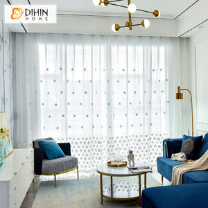 DIHIN HOME Garden White Plants Embroidered Sheer Curtain,Grommet Window Curtain for Living Room ,52x63-inch,1 Panel Roman Shades Curtains Window Blinds custom curtains blackout curtains curtains for living room sheer curtains curtain fabric linen curtains kitchen curtains velvet curtains pinch pleat curtains bay window curtains outdoor curtains pleated curtains floral curtains dining room curtains kitchen valances drapes for bedroom patio curtains nursery curtains grommet curtains