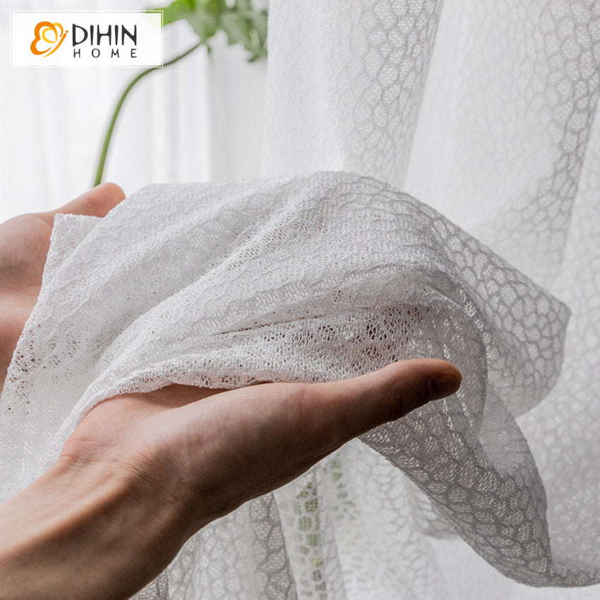 DIHIN HOME Geometric Cutout Embroidery,Sheer Curtain, Grommet Window Curtain for Living Room ,52x63-inch,1 Panel Roman Shades Curtains Window Blinds custom curtains blackout curtains curtains for living room sheer curtains curtain fabric linen curtains kitchen curtains velvet curtains pinch pleat curtains bay window curtains outdoor curtains pleated curtains floral curtains dining room curtains kitchen valances drapes for bedroom patio curtains nursery curtains grommet curtains