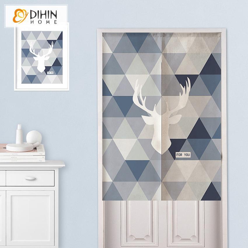 DIHIN HOME Geometric Deer Printed Japanese Noren Doorway Curtain Tapestry,Cotton Linen,Door Way Curtain Door Hanging Tapestry,33.5''Wx59''L,1 Panel Roman Shades Window Curtains Curtains Window Blinds Curtains Drapes linen drapery curtains and drapes windows drapes custom curtains blackout curtains curtains for living room window shades sheer curtains curtain fabric window treatments custom drapery