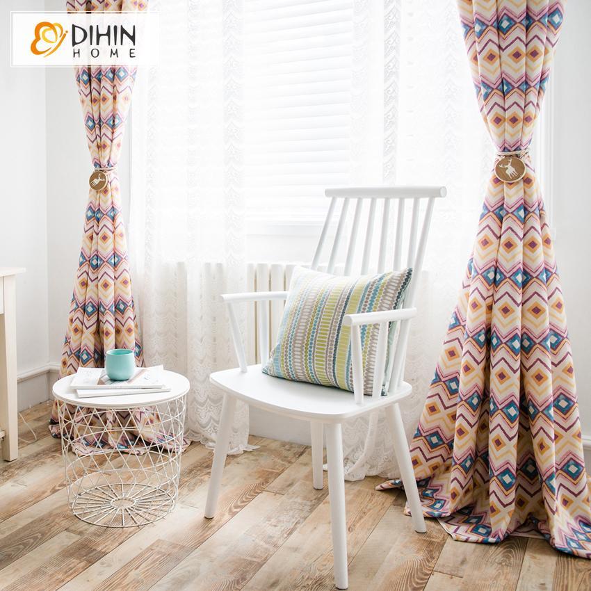 DIHIN HOME Geometric Fashion Printed Curtains ,Blackout Grommet Window Curtain for Living Room ,52x63-inch,1 Panel Roman Shades Curtains Window Blinds custom curtains blackout curtains curtains for living room sheer curtains curtain fabric linen curtains kitchen curtains velvet curtains pinch pleat curtains bay window curtains outdoor curtains pleated curtains floral curtains dining room curtains kitchen valances drapes for bedroom patio curtains nursery curtains grommet curtains