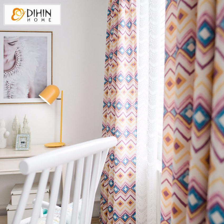 DIHIN HOME Geometric Fashion Printed Curtains ,Blackout Grommet Window Curtain for Living Room ,52x63-inch,1 Panel Roman Shades Curtains Window Blinds custom curtains blackout curtains curtains for living room sheer curtains curtain fabric linen curtains kitchen curtains velvet curtains pinch pleat curtains bay window curtains outdoor curtains pleated curtains floral curtains dining room curtains kitchen valances drapes for bedroom patio curtains nursery curtains grommet curtains