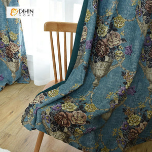 DIHIN HOME Glass of Flowers Printed，Blackout Grommet Window Curtain for Living Room ,52x63-inch,1 Panel Roman Shades Curtains Window Blinds custom curtains blackout curtains curtains for living room sheer curtains curtain fabric linen curtains kitchen curtains velvet curtains pinch pleat curtains bay window curtains outdoor curtains pleated curtains floral curtains dining room curtains kitchen valances drapes for bedroom patio curtains nursery curtains grommet curtains