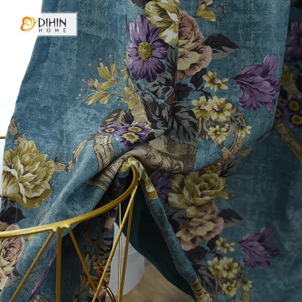 DIHIN HOME Glass of Flowers Printed，Blackout Grommet Window Curtain for Living Room ,52x63-inch,1 Panel Roman Shades Curtains Window Blinds custom curtains blackout curtains curtains for living room sheer curtains curtain fabric linen curtains kitchen curtains velvet curtains pinch pleat curtains bay window curtains outdoor curtains pleated curtains floral curtains dining room curtains kitchen valances drapes for bedroom patio curtains nursery curtains grommet curtains