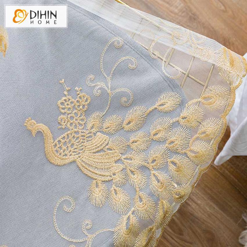 DIHIN HOME Golden Peacock Embroidered,Blackout Grommet Window Curtain for Living Room ,52x63-inch,1 Panel Roman Shades Curtains Window Blinds custom curtains blackout curtains curtains for living room sheer curtains curtain fabric linen curtains kitchen curtains velvet curtains pinch pleat curtains bay window curtains outdoor curtains pleated curtains floral curtains dining room curtains kitchen valances drapes for bedroom patio curtains nursery curtains grommet curtains