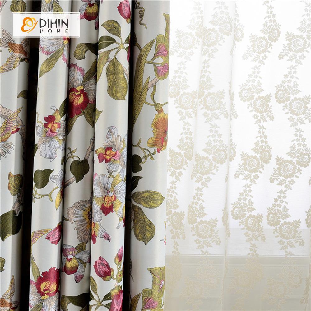 DIHIN HOME Gorgeous Flowers Printed ,Blackout Grommet Window Curtain for Living Room ,52x63-inch,1 Panel Roman Shades Curtains Window Blinds custom curtains blackout curtains curtains for living room sheer curtains curtain fabric linen curtains kitchen curtains velvet curtains pinch pleat curtains bay window curtains outdoor curtains pleated curtains floral curtains dining room curtains kitchen valances drapes for bedroom patio curtains nursery curtains grommet curtains